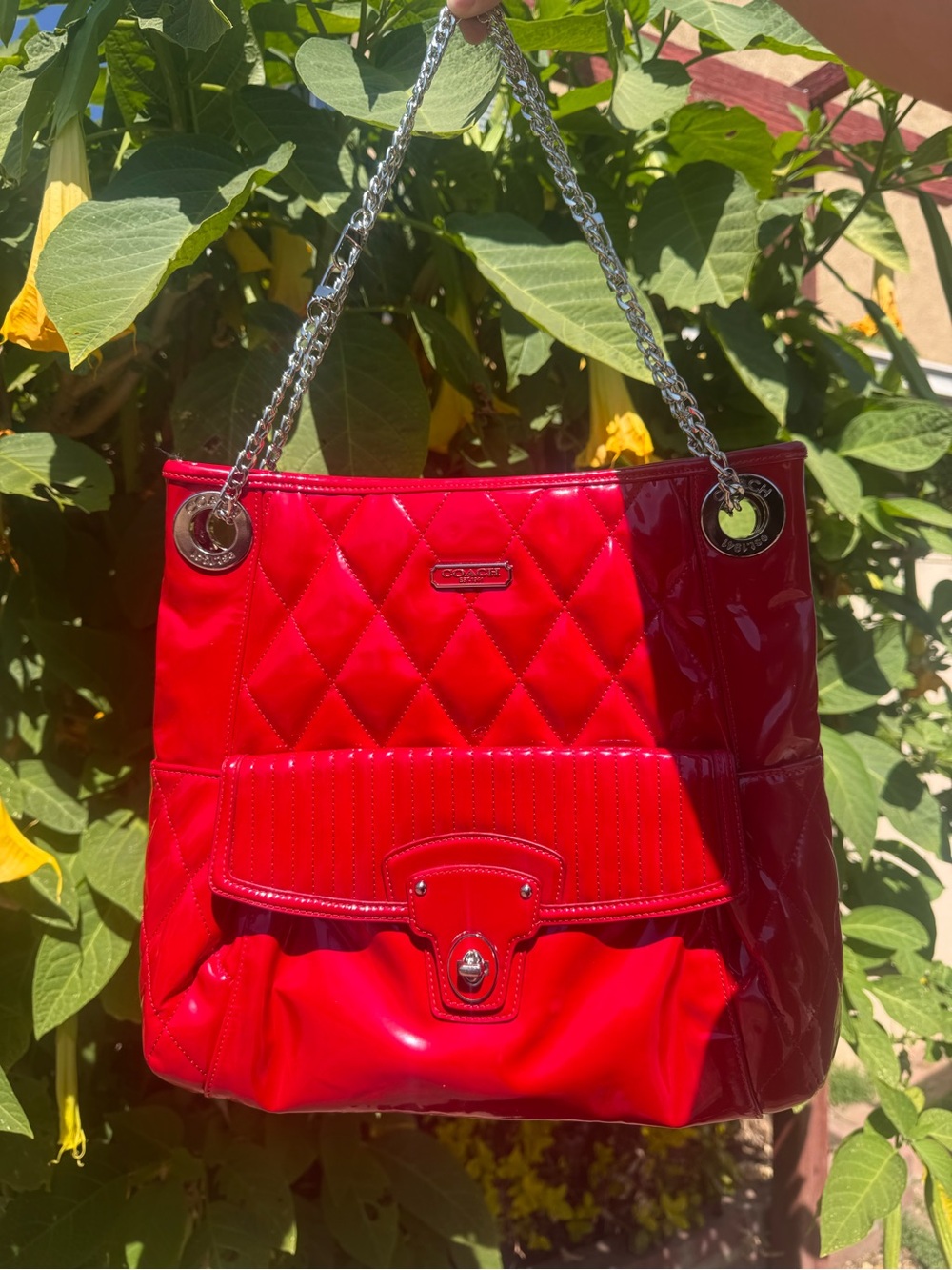 Vintage Coach Poppy Liquid Gloss Quilted Tote Bag